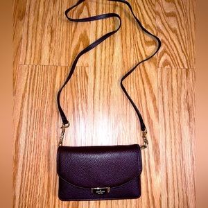 Kate Spade New York Burgundy Grained Leather Crossbody Bag